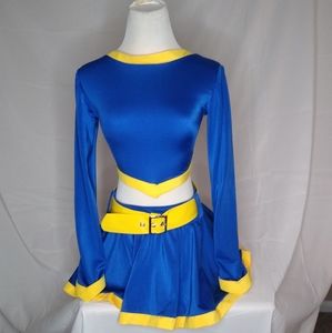 Spandex crop top and skirt with belt Made to Order Super Style